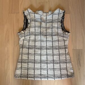 Banana Republic Black and Cream Checkered Blouse